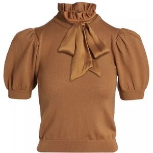 Alice + Olivia Brown Ciara Tie Neck Brown Size L Sweater